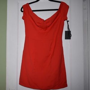NBD Red Little Dress - Short Sleeve Off Shoulder